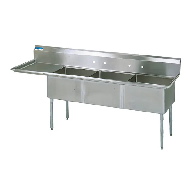 BK Resources BKS-3-24-14-24L — 3-Compartment Sink, 24"W x 24"D, stainless steel