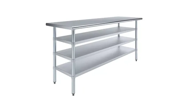AmGood AMGWT-2472-3SH — Work Table, 72"W x 24"D, 18-ga 430 stainless steel