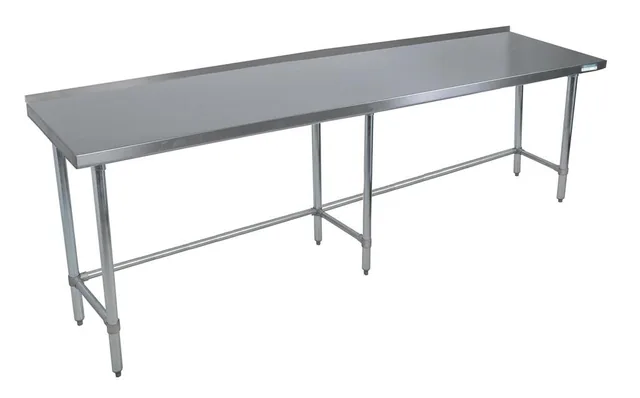 BK Resources VTTROB-9630 — Riser-Top Work Table with Open Base, 96"W x 30"D x 34.75"H, 18-ga stainless steel