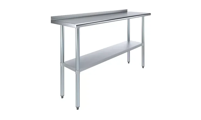 AmGood AMGWT-1860-BS — Work Table with Backsplash, 60"W x 18"D, 18-ga 430 stainless steel