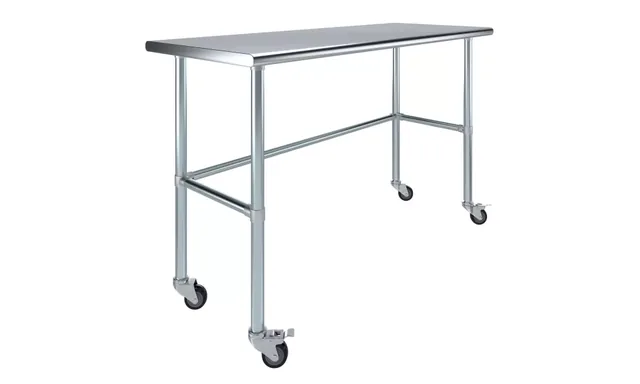 AmGood AMGWT-2460-RCB-WHEELS — Work Table with Casters, 18-ga 430 stainless steel
