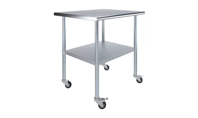 AmGood AMGWT-3036-WHEELS — Work Table with Casters, 36"W x 30"D, 18-ga 430 stainless steel