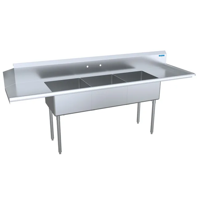 BK Resources BKSDT-3-20-12-20RS — Dish Table, 100"W x 30.5"D x 44"H, 18-ga