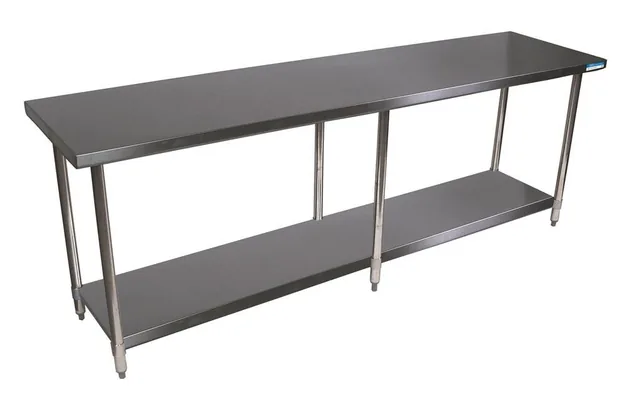 BK Resources SVT-8424 — Work Table with Open Base & Undershelf, 84"W x 24"D, 18-ga 430 stainless steel