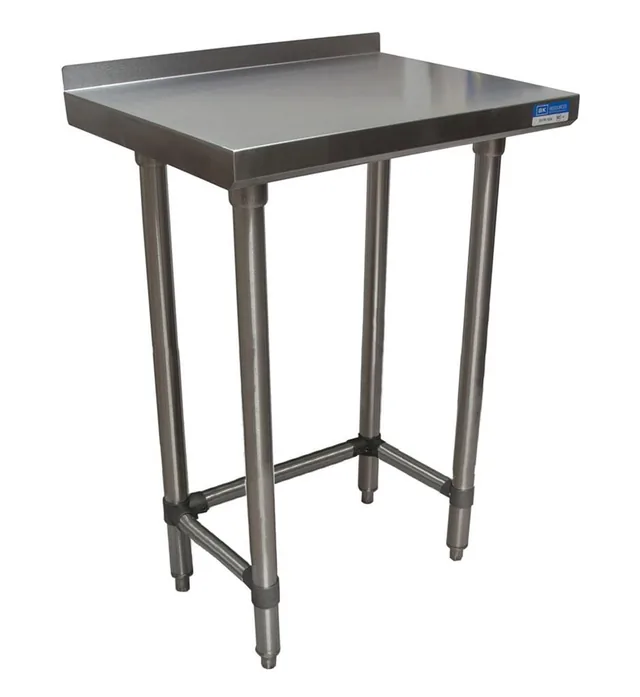 BK Resources SVTROB-1824 — Open-Base Work Table, 24"W x 18"D, 18-ga 430 stainless with backsplash