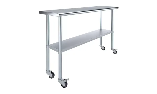 AmGood AMGWT-1860-WHEELS — Work Table with Casters, 60"W x 18"D, 18-ga 430 stainless steel