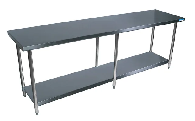 BK Resources SVT-1884 — Work Table with Open Base & Undershelf, 84"W x 18"D, 18-ga 430 stainless steel