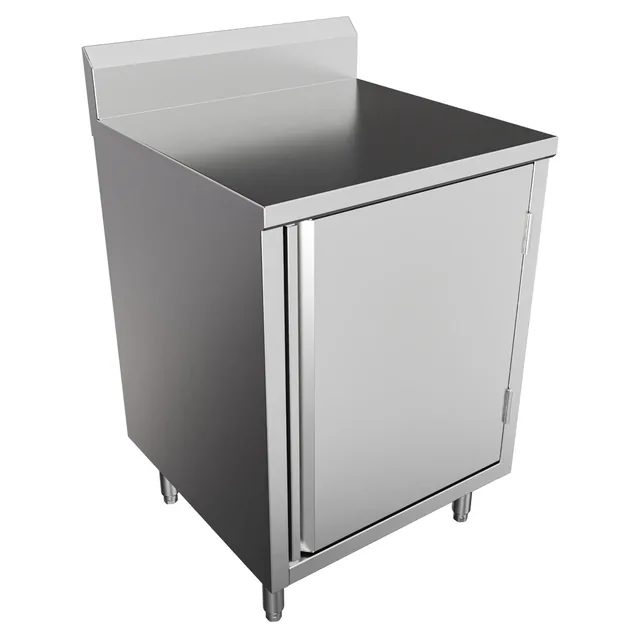 BK Resources CSTR5-2424H — Cabinet-Base Work Table, 24"W x 24"D, 14-ga 304 stainless with backsplash
