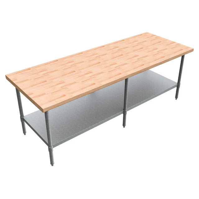 BK Resources MFTG-9636 — Work Table, 96"W x 36"D x 34.75"H, hard maple top