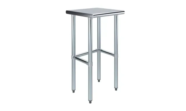 AmGood AMGWT-1818-RCB — Open-Base Work Table, 18"W x 18"D, 18-ga 430 stainless