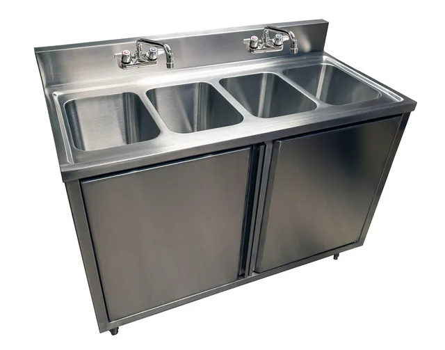 BK Resources CSTR5-4-1014H-PG — 4-Compartment Sink, 10"x14" bowls, 18-ga 304 stainless