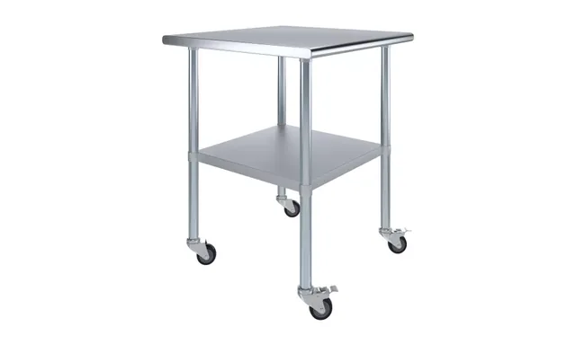 AmGood AMGWT-3030-WHEELS — Work Table with Casters, 30"W x 30"D, 18-ga 430 stainless steel