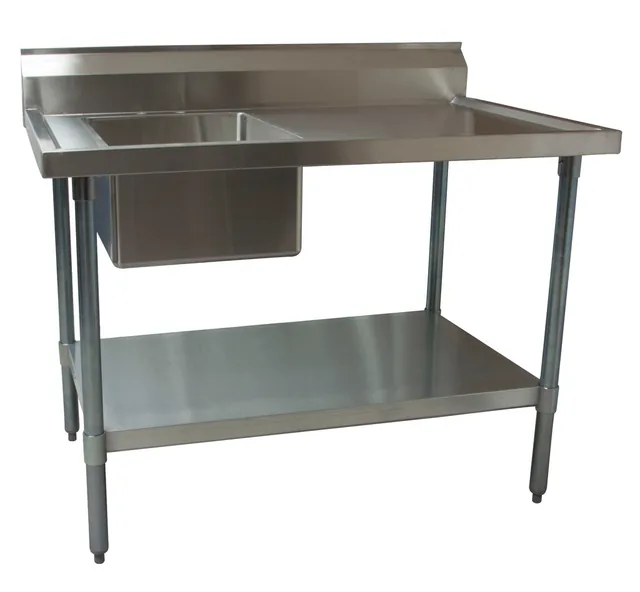 BK Resources BKMPT-3072S-LHD — Work Table, 72"W x 30"D x 41.75"H, 18-ga 430 stainless steel