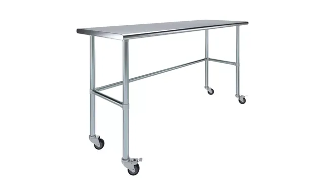 AmGood AMGWT-2472-RCB-WHEELS — Work Table with Casters, 18-ga 430 stainless steel