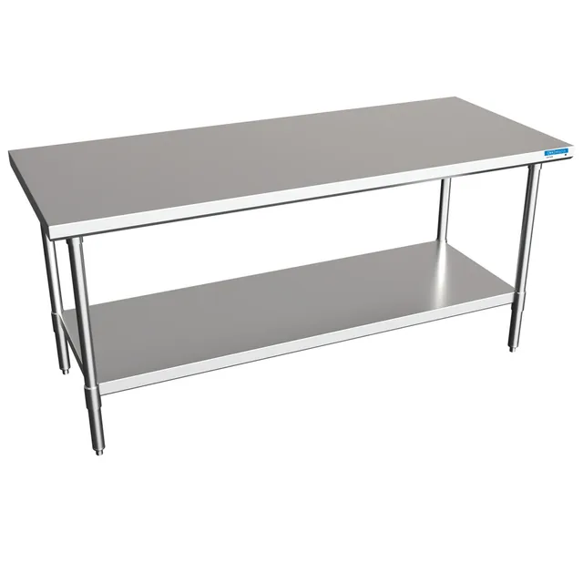 BK Resources CVT-7230 — Work Table with Open Base, 72"W x 30"D x 34.75"H, 16-ga 304 stainless steel