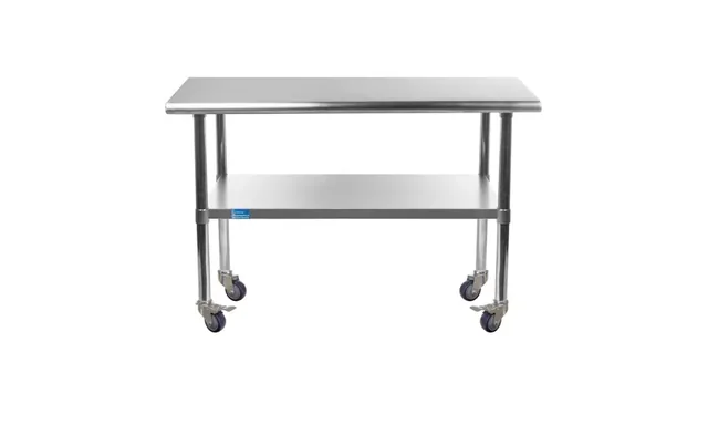 AmGood AMGWT-3636-WHEELS — Work Table with Undershelf & Casters, 18-ga 430 stainless steel
