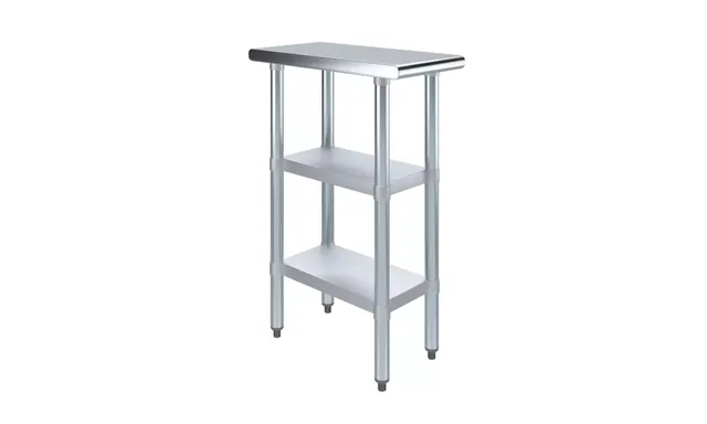 AmGood AMGWT-2412-2SH — Undershelf Work Table, 12"W x 24"D, 18-ga 430 stainless