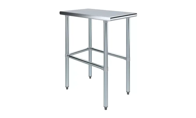 AmGood AMGWT-3018-RCB — Open-Base Work Table, 18"W x 30"D, 18-ga 430 stainless