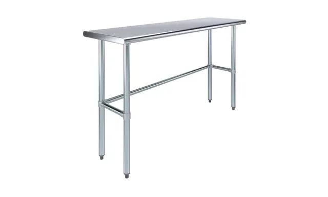 AmGood AMGWT-1860-RCB — Work Table with Open Base, 60"W x 18"D, 18-ga 430 stainless steel