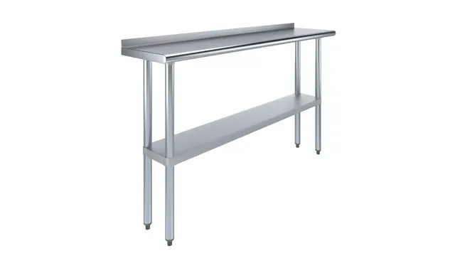 AmGood AMGWT-1460-BS — Work Table with Backsplash, 60"W x 14"D, 18-ga 430 stainless steel