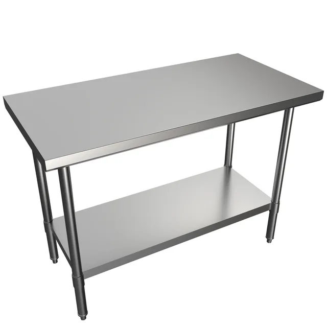 BK Resources SVT-4824 — Work Table with Open Base & Undershelf, 48"W x 24"D, 18-ga 430 stainless steel