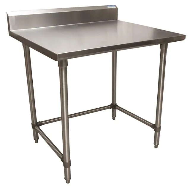 BK Resources SVTR5OB-2424 — Open-Base Work Table, 24"W x 24"D, 18-ga 430 stainless with backsplash