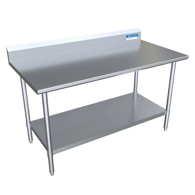 BK Resources SVTR5-6030 — Riser-Top Work Table with Undershelf, 60"W x 30"D x 39.75"H, 18-ga stainless steel