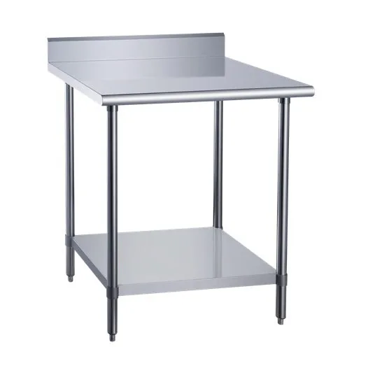 Dukers DCSTW-3024B — Undershelf Work Table, 30"W x 24"D, 18-ga 430 stainless with backsplash