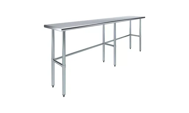AmGood AMGWT-1896-RCB — Work Table with Open Base, 96"W x 18"D, 18-ga 430 stainless steel