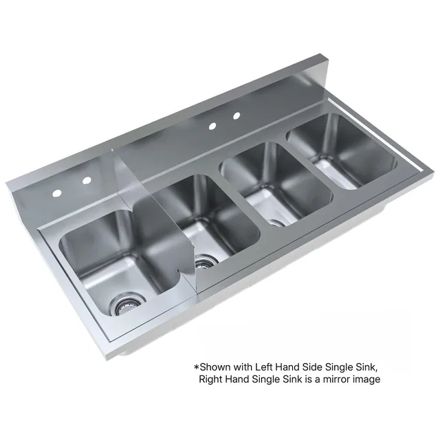 BK Resources DDI4-R5-1014HS — Drop-In Sink, 48"W x 24"D, stainless steel