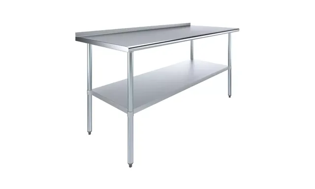 AmGood AMGWT-3072-BS — Work Table with Backsplash, 72"W x 30"D, 18-ga 430 stainless steel