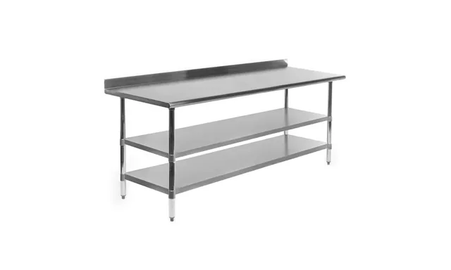 AmGood AMGWT-1460-BS-2SH — Work Table with Backsplash, 18-ga 430 stainless steel