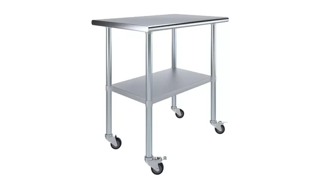 AmGood AMGWT-2436-WHEELS — Work Table with Casters, 36"W x 24"D, 18-ga 430 stainless steel