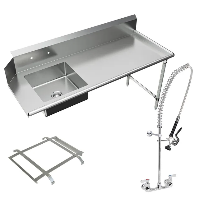 BK Resources BKSDT-72-R-P2-G — Dish Table, 72"W x 30.38"D x 46.25"H, 18-ga