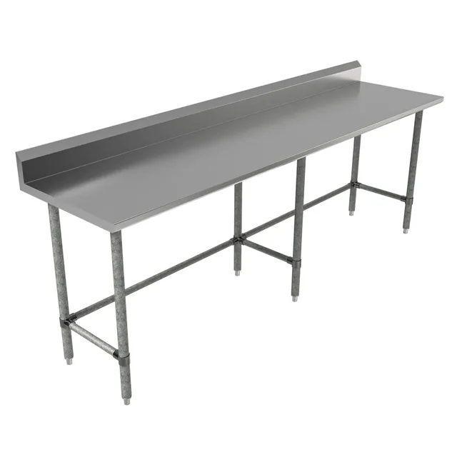 BK Resources VTTR5OB-9624 — Riser-Top Work Table with Open Base, 96"W x 24"D x 39.75"H, 18-ga stainless steel