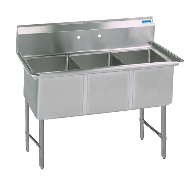 BK Resources BKS-3-15-14S — 3-Compartment Sink, 15"W x 15"D, stainless steel