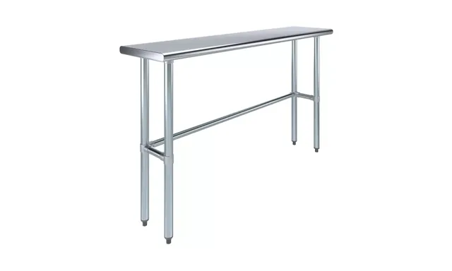 AmGood AMGWT-1460-RCB — Work Table with Open Base, 60"W x 14"D, 18-ga 430 stainless steel