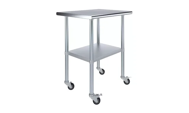 AmGood AMGWT-2430-WHEELS — Work Table with Casters, 30"W x 24"D, 18-ga 430 stainless steel