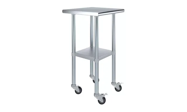 AmGood AMGWT-2020+WHEELS — Work Table with Casters, 20"W x 20"D, 18-ga 430 stainless steel