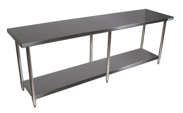 BK Resources SVT-8430 — Work Table with Open Base & Undershelf, 84"W x 30"D, 18-ga 430 stainless steel