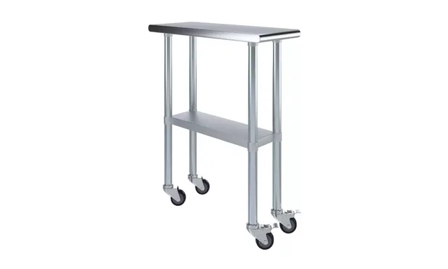 AmGood AMGWT-3012-WHEELS — Work Table with Casters, 12"W x 30"D, 430 stainless steel