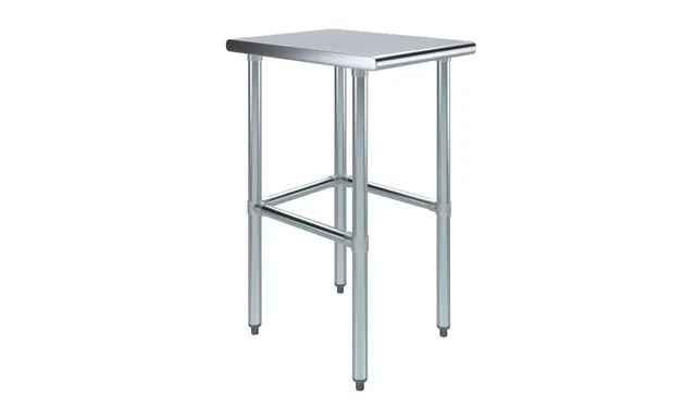 AmGood AMGWT-2418-RCB — Open-Base Work Table, 18"W x 24"D, 18-ga 430 stainless