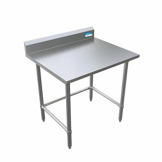 BK Resources CVTR5OB-3630 — Open-Base Work Table, 36"W x 30"D, 16-ga 304 stainless with backsplash