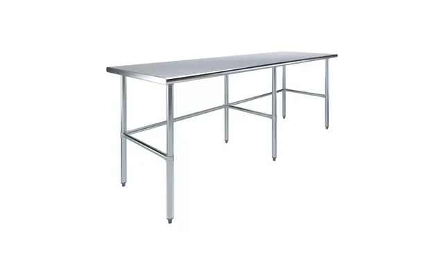 AmGood AMGWT-3096-RCB — Work Table with Open Base, 96"W x 30"D, 18-ga 430 stainless steel