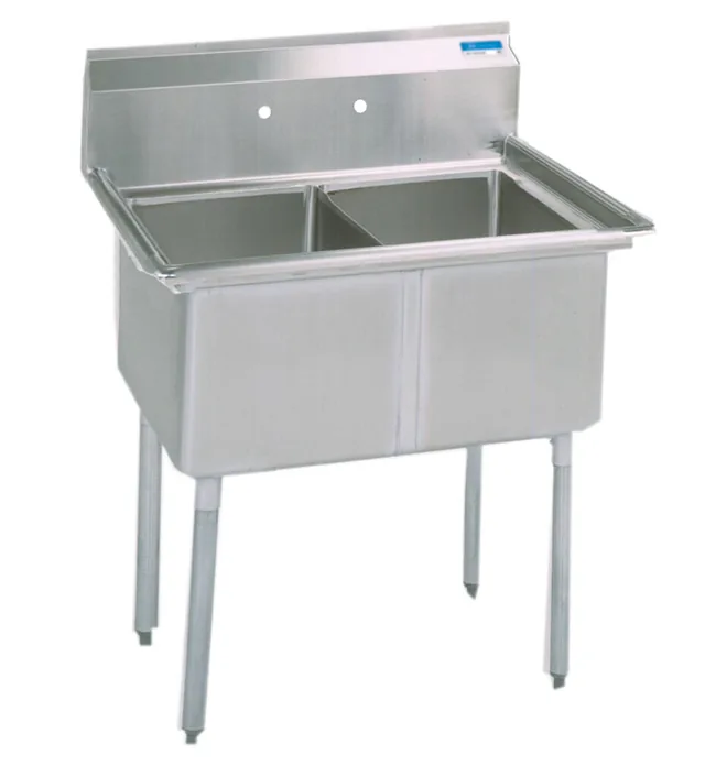 BK Resources BKS-2-1620-12 — 2-Compartment Sink, 37"W x 25.81"D x 43.75"H, stainless steel