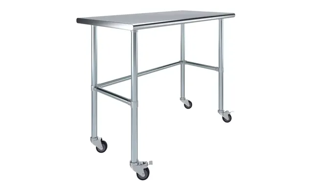 AmGood AMGWT-2448-RCB-WHEELS — Work Table with Casters, 18-ga 430 stainless steel