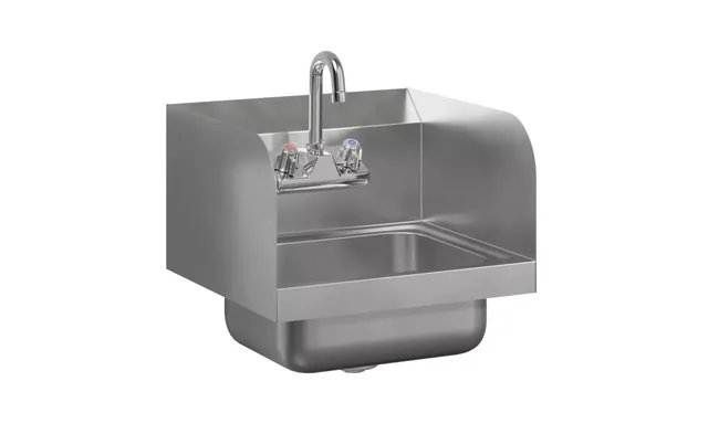 AmGood AMGHS-15SS — Wall-Mount Hand Sink, 15"W x 15.75"D, 20-ga 304 stainless, side splashes