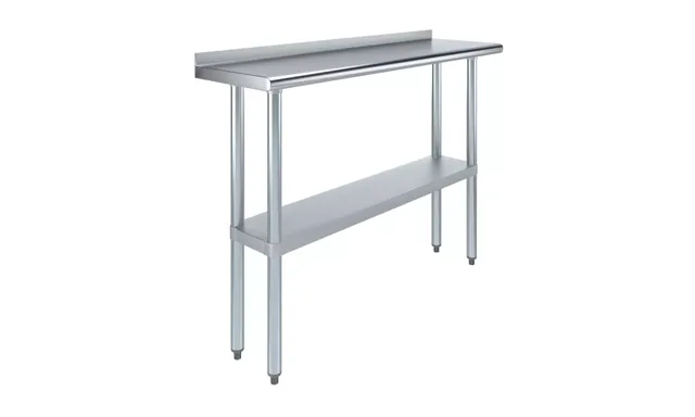 AmGood AMGWT-1448-BS — Work Table with Backsplash, 48"W x 14"D, 18-ga 430 stainless steel