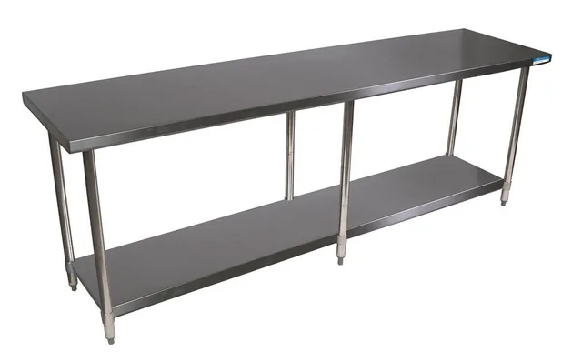 BK Resources CVT-8430 — Work Table with Open Base, 84"W x 30"D x 34.75"H, 16-ga 304 stainless steel