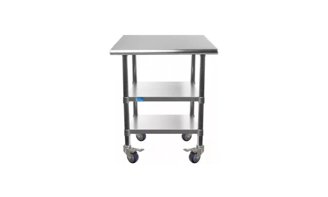 AmGood AMGWT-1818-2SH-WHEELS — Work Table with Casters, 18-ga 430 stainless steel